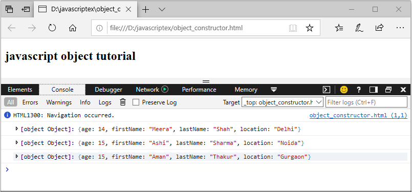 javascript with object constructor example