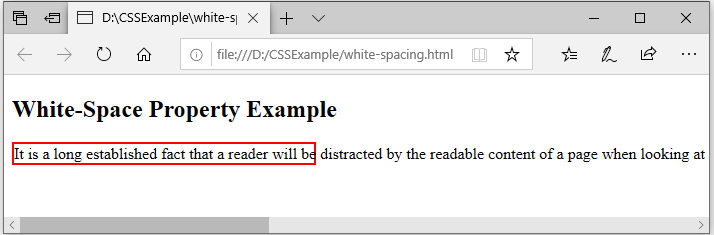 css white-space with nowrap value