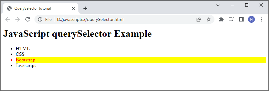 querySelctor Example with advanced Selector